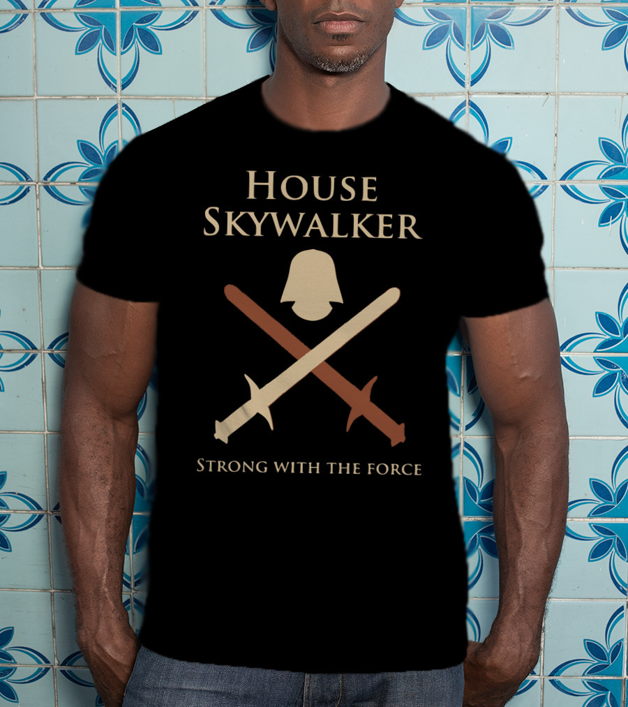 House Skywalker Strong With The Force Lightsaber Helmet Emblem T-Shirt