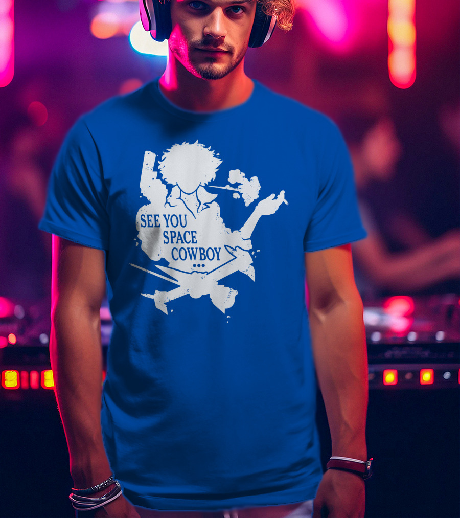 SEE YOU SPACE COWBOY Spike Silhouette Smoking Scene T-Shirt