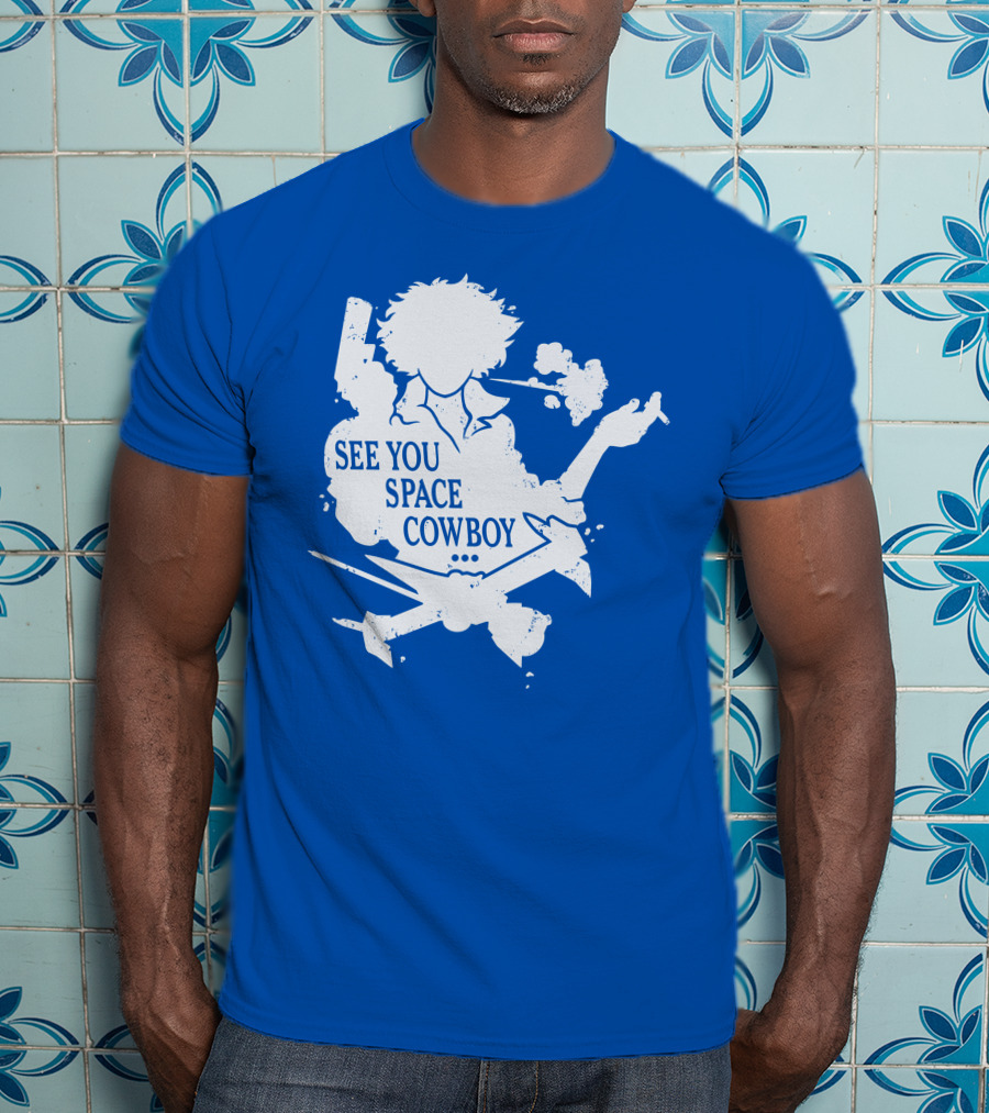 SEE YOU SPACE COWBOY Spike Silhouette Smoking Scene T-Shirt