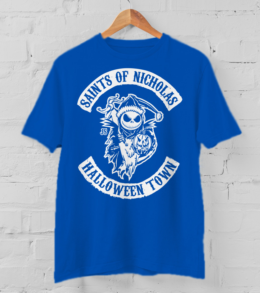 Saints Of Nicholas Halloween Town Jack Skellington Santa Crossover T-Shirt