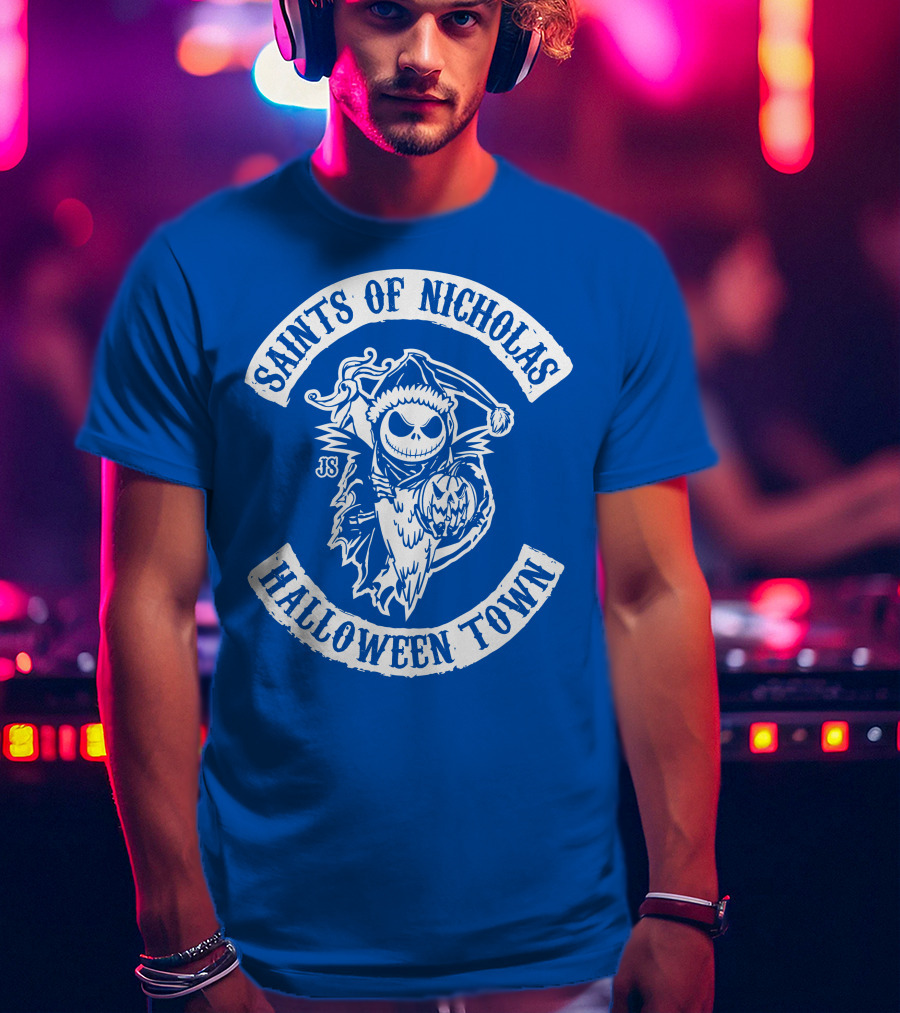 Saints Of Nicholas Halloween Town Jack Skellington Santa Crossover T-Shirt