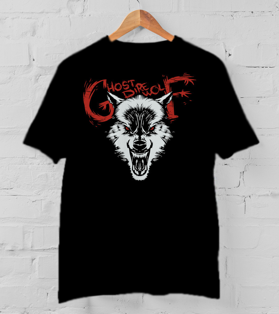 Ghost Direwolf Fierce Snarling Wolf Head T-Shirt