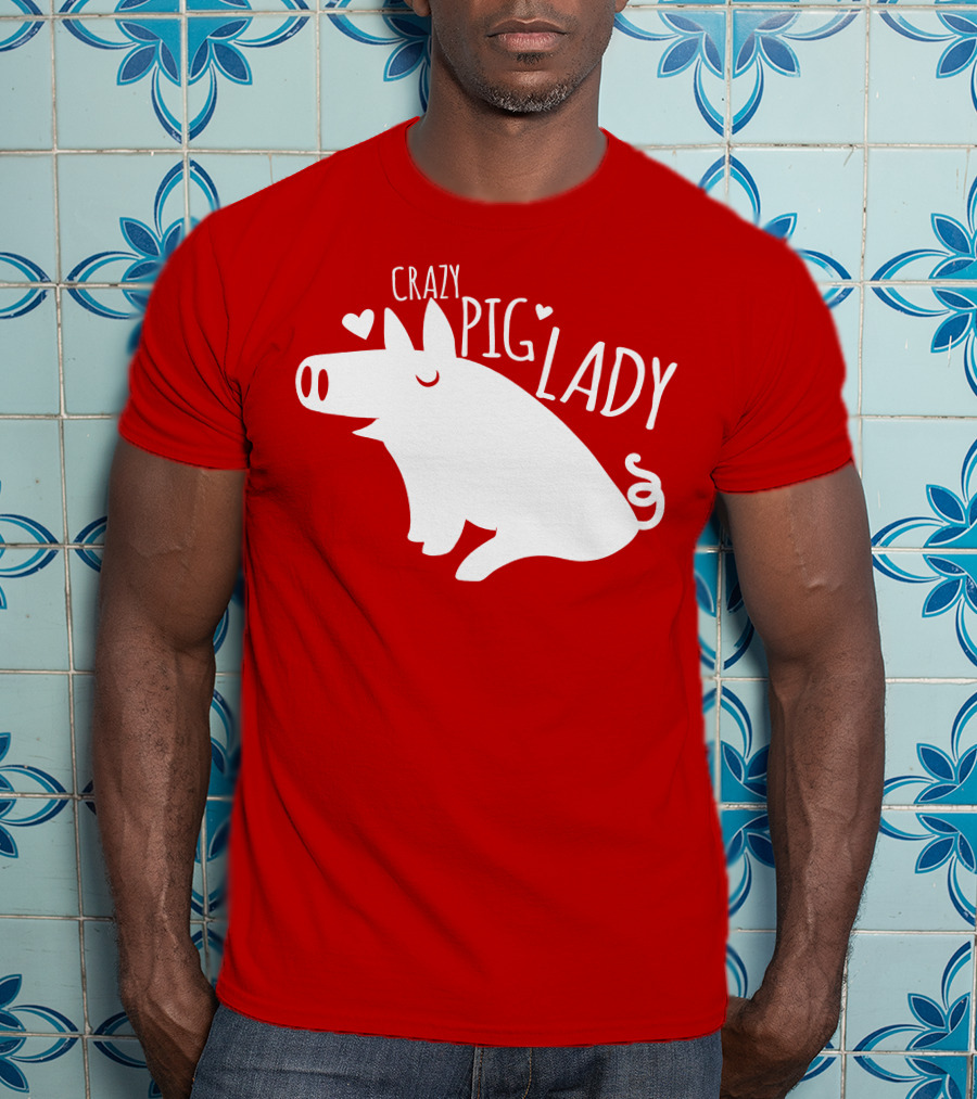 CRAZY PIG LADY Cute Hearts T-Shirt