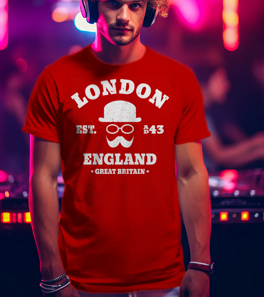 London England Est. AD 43 Great Britain Hipster Bowler Hat T-Shirt