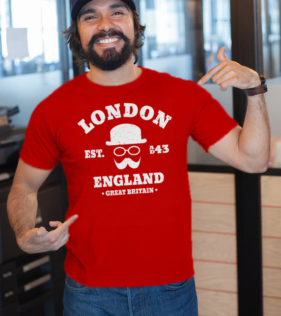 London England Est. AD 43 Great Britain Hipster Bowler Hat T-Shirt