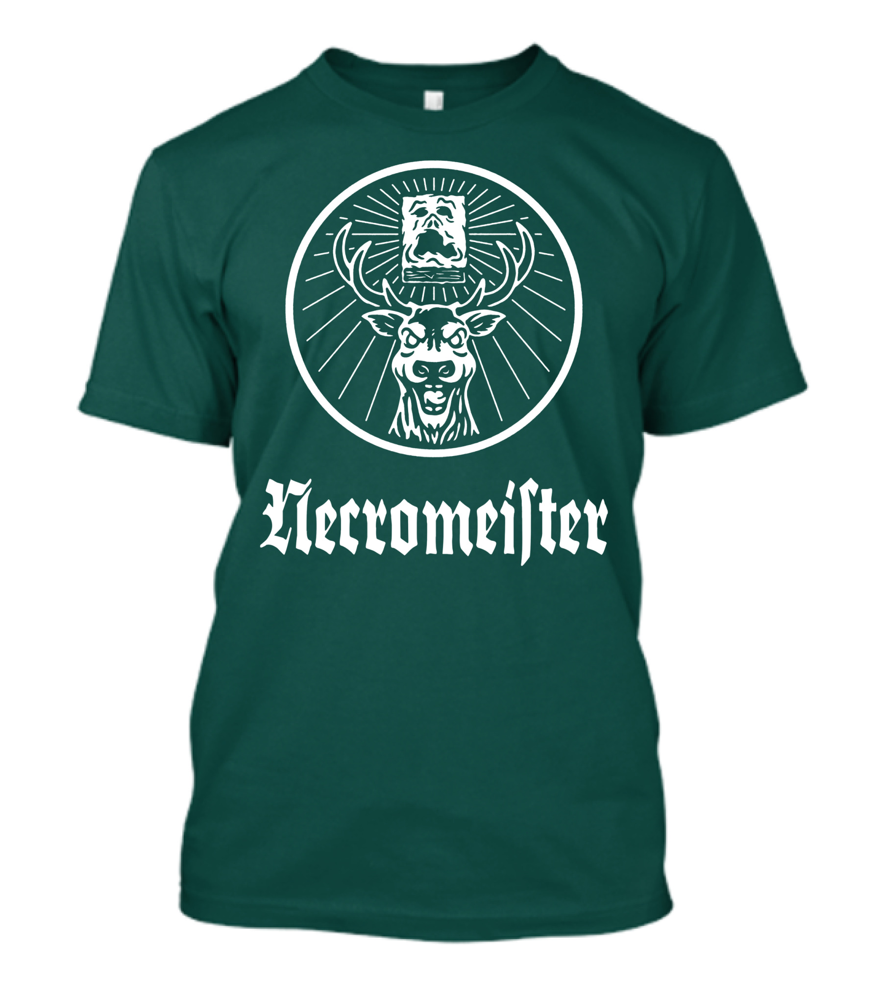 Necromeister Deer Antlers Sunburst Skull T-Shirt