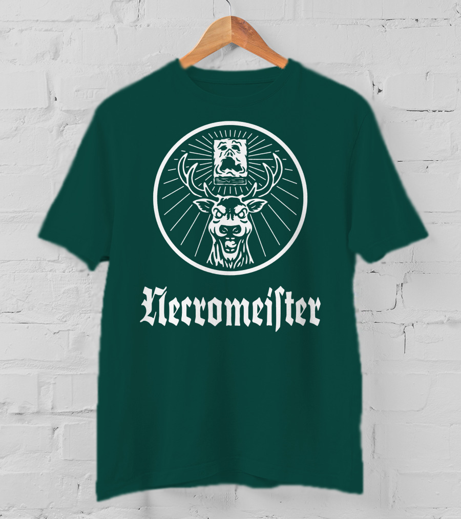 Necromeister Deer Antlers Sunburst Skull T-Shirt