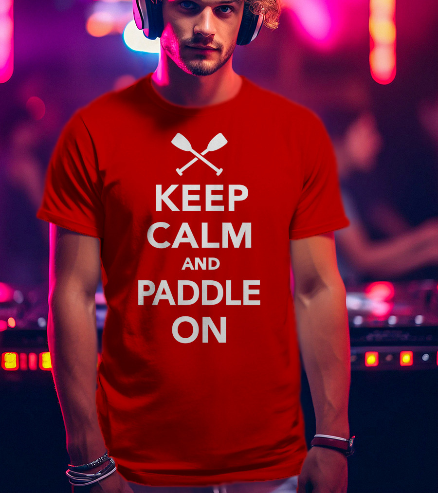 Keep Calm And Paddle On With Crossed Paddles Icon T-Shirt