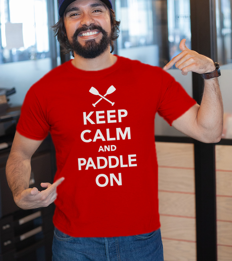 Keep Calm And Paddle On With Crossed Paddles Icon T-Shirt