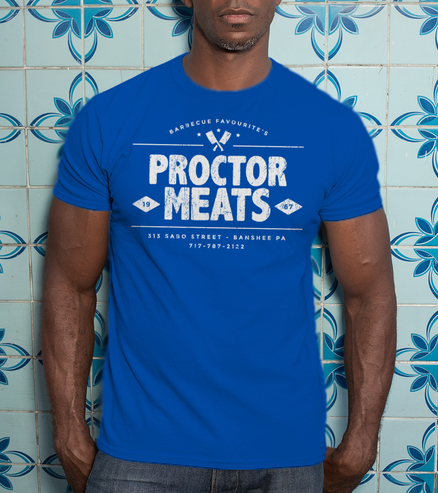 BARBECUE FAVOURITE'S PROCTOR MEATS 313 SABO STREET BANSHEE PA 717-787-2122 1967 WORN LOOK T-Shirt