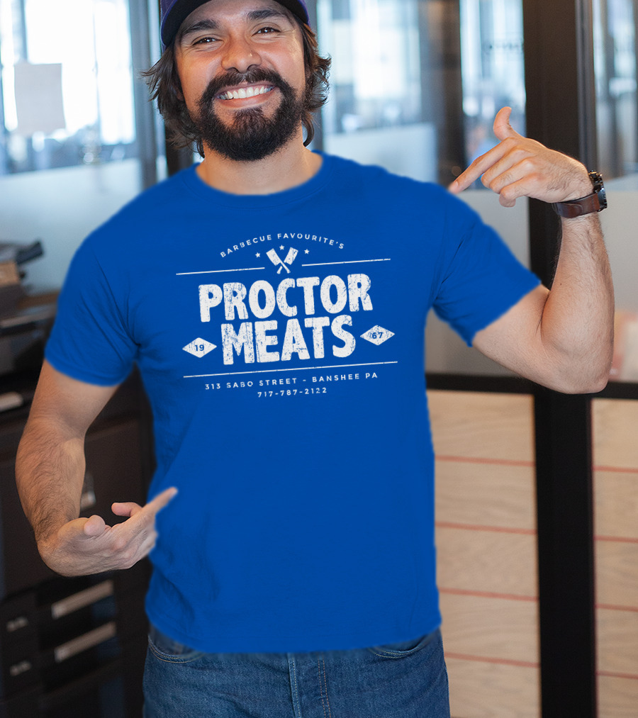 BARBECUE FAVOURITE'S PROCTOR MEATS 313 SABO STREET BANSHEE PA 717-787-2122 1967 WORN LOOK T-Shirt