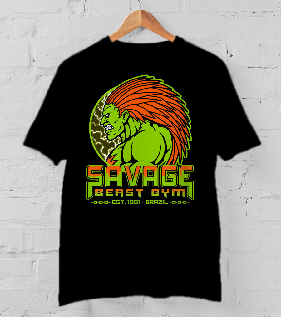 Savage Beast Gym Est. 1991 Brazil Green Monster With Orange Hair T-Shirt