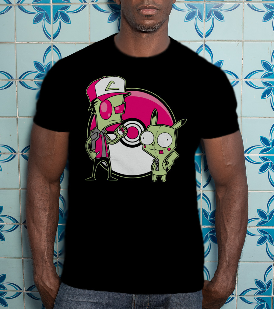Invader Zim Gir Pikachu Pokemon Trainer Mashup T-Shirt