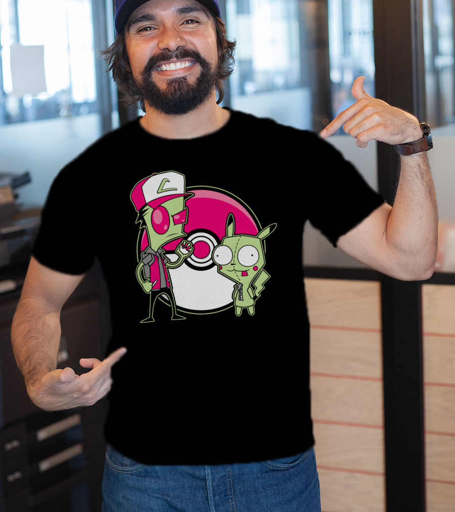 Invader Zim Gir Pikachu Pokemon Trainer Mashup T-Shirt