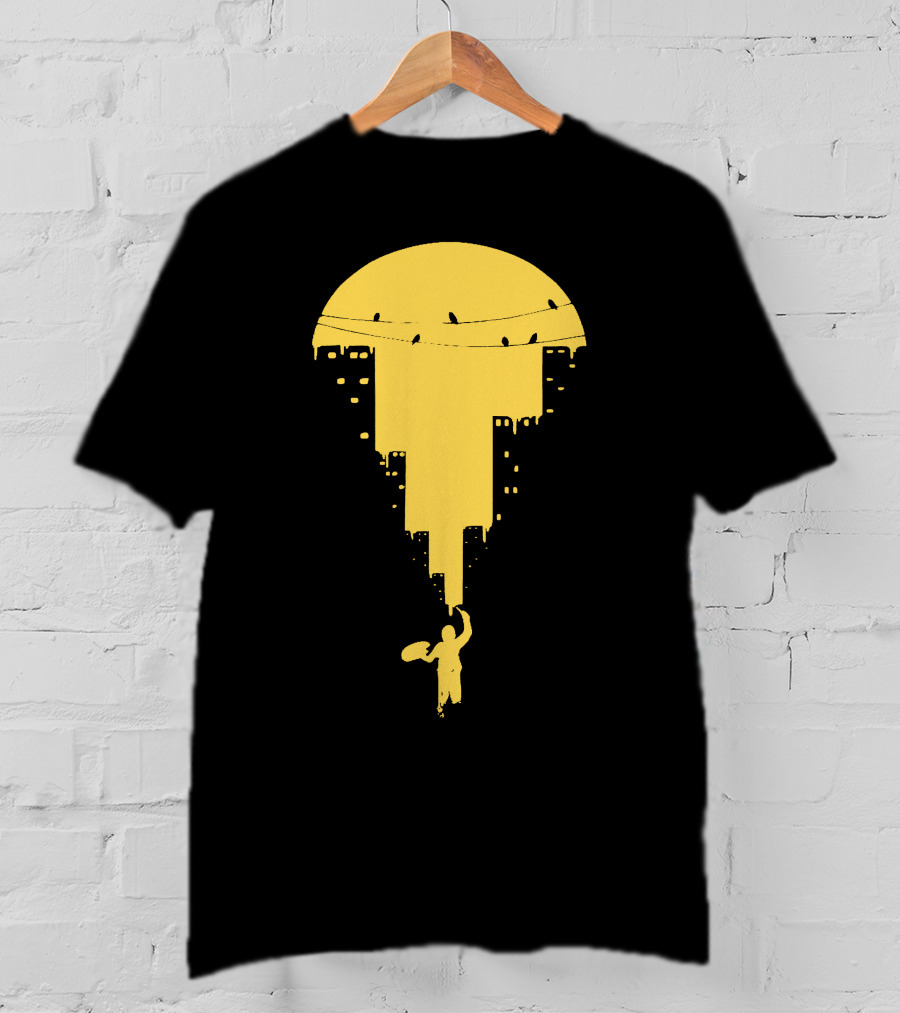 Paint It Orange Dripping Skyline With Birds T-Shirt