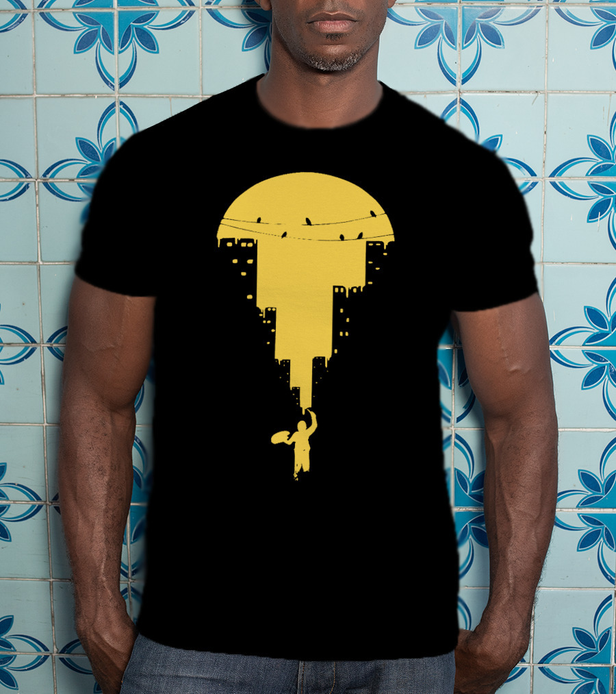 Paint It Orange Dripping Skyline With Birds T-Shirt