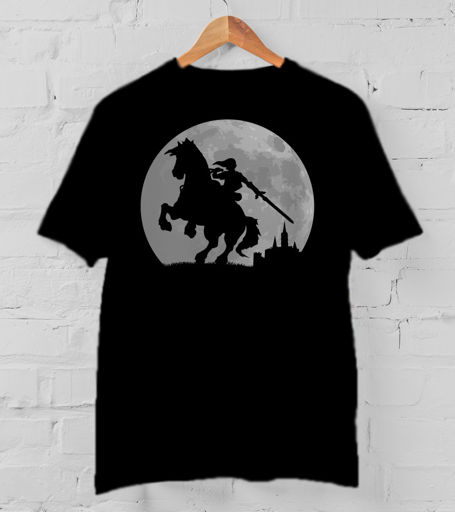 Moonlight Ride Shadow Knight Under Full Moon T-Shirt