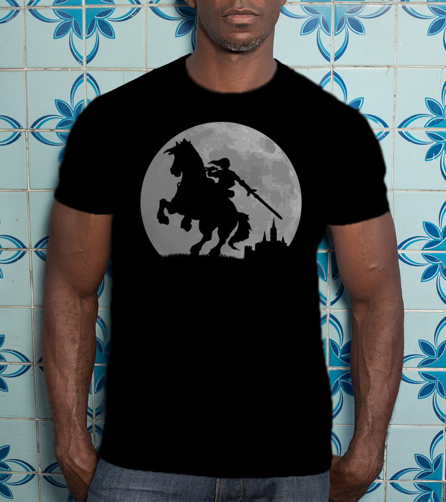 Moonlight Ride Shadow Knight Under Full Moon T-Shirt