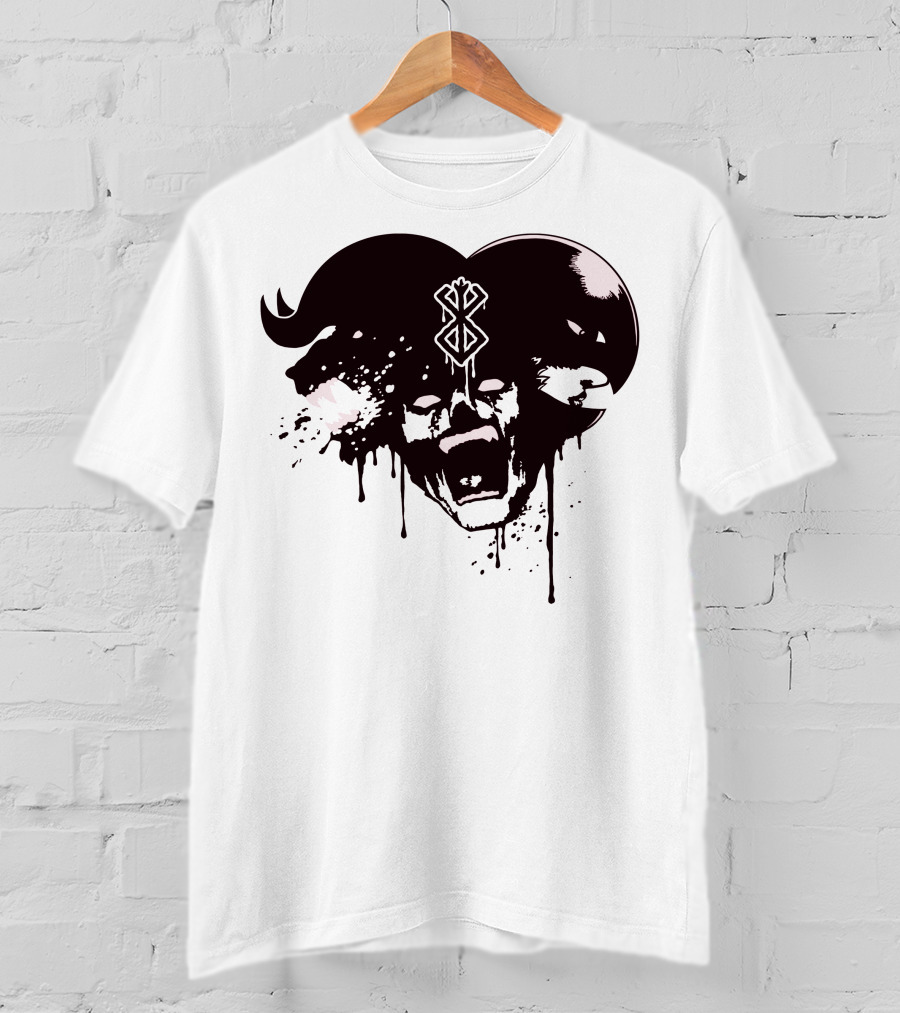 HELL DEMON Scream Symbol Dripping Horns T-Shirt