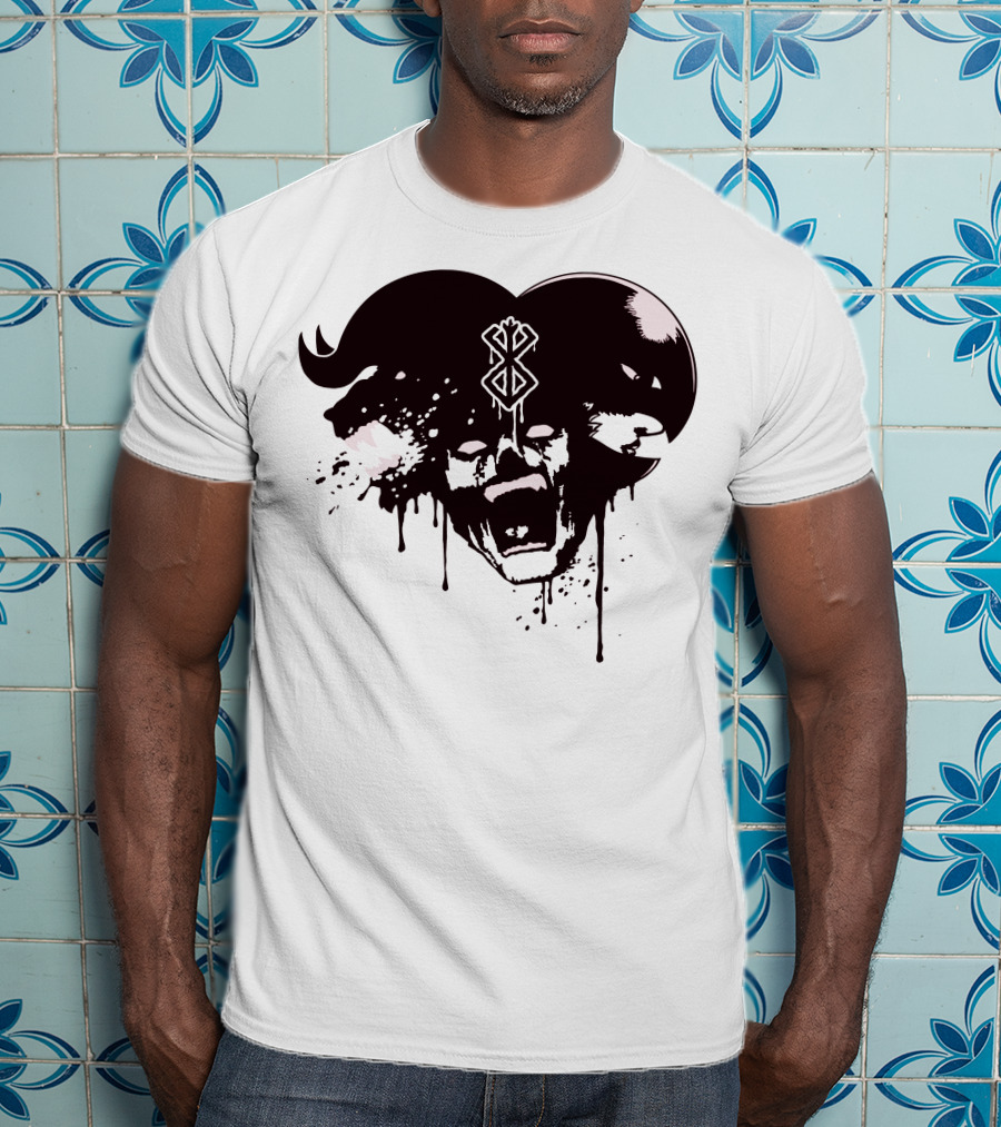 HELL DEMON Scream Symbol Dripping Horns T-Shirt
