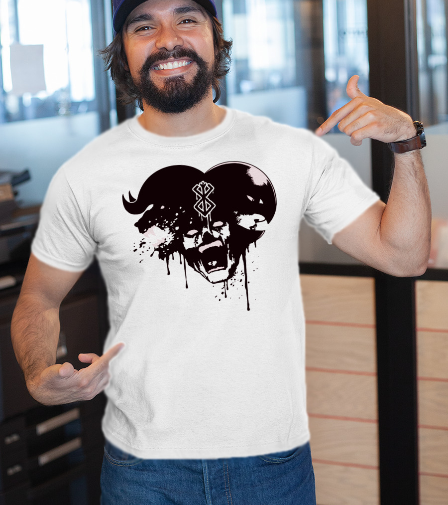 HELL DEMON Scream Symbol Dripping Horns T-Shirt