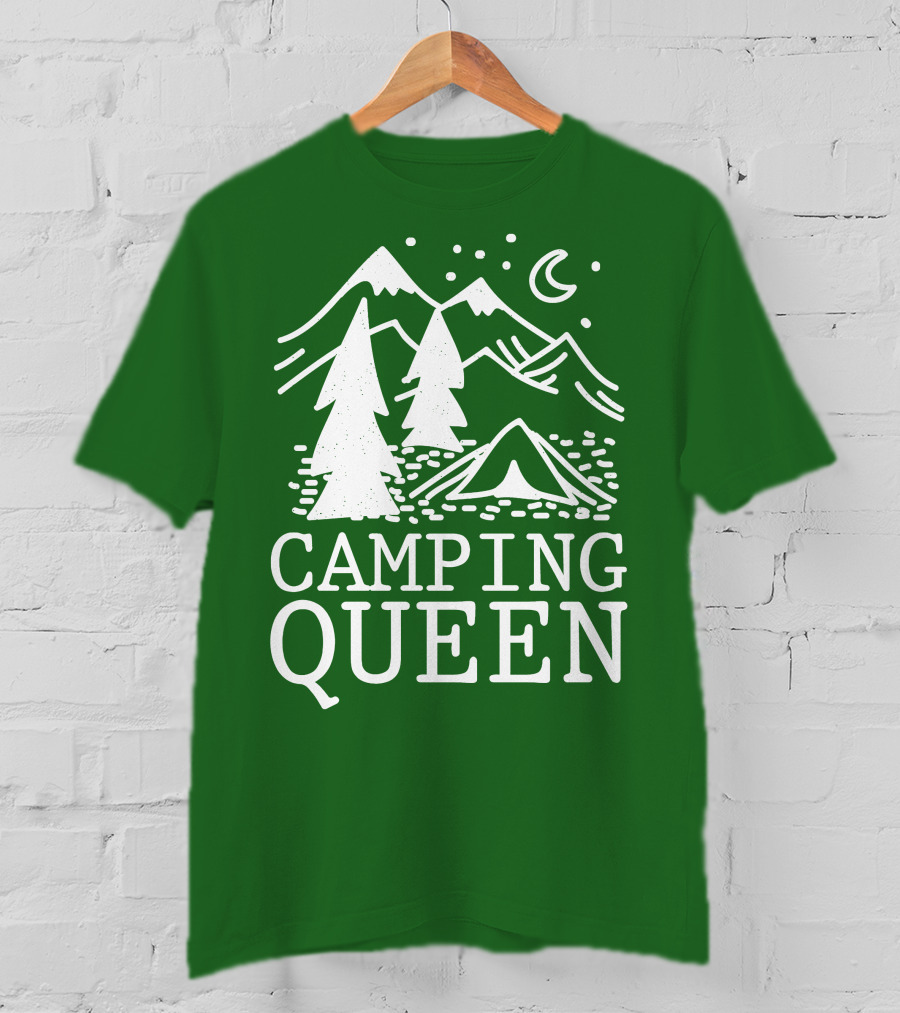 Camping Queen Mountain Tent Moon Forest Adventure T-Shirt