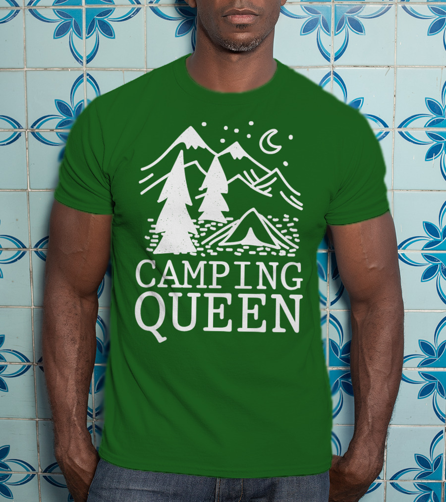 Camping Queen Mountain Tent Moon Forest Adventure T-Shirt