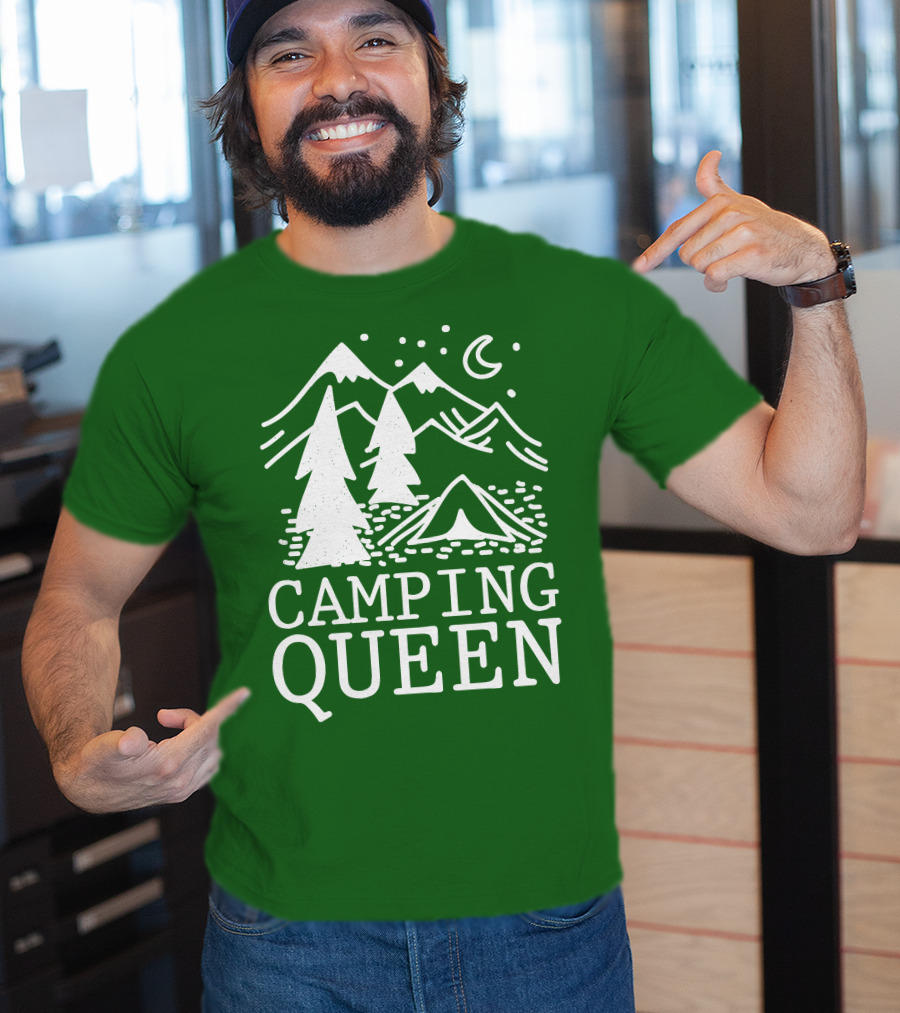Camping Queen Mountain Tent Moon Forest Adventure T-Shirt