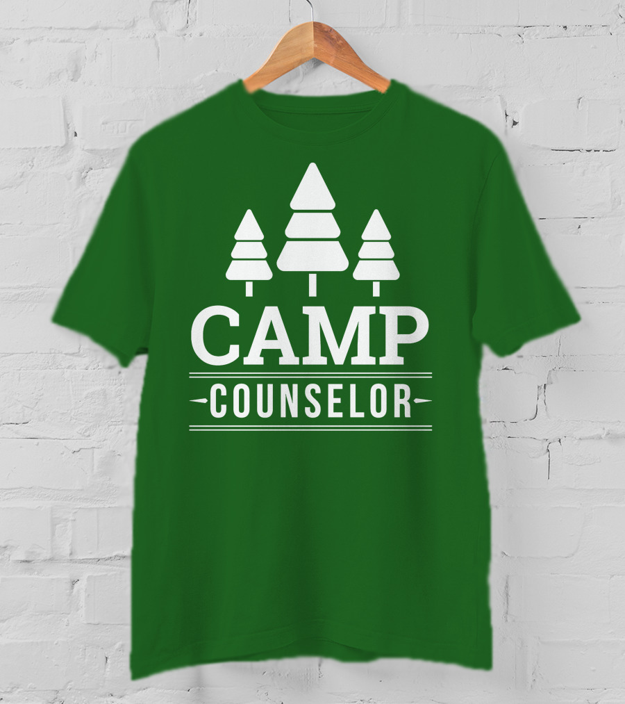 CAMP COUNSELOR Tree Icon Green Background T-Shirt