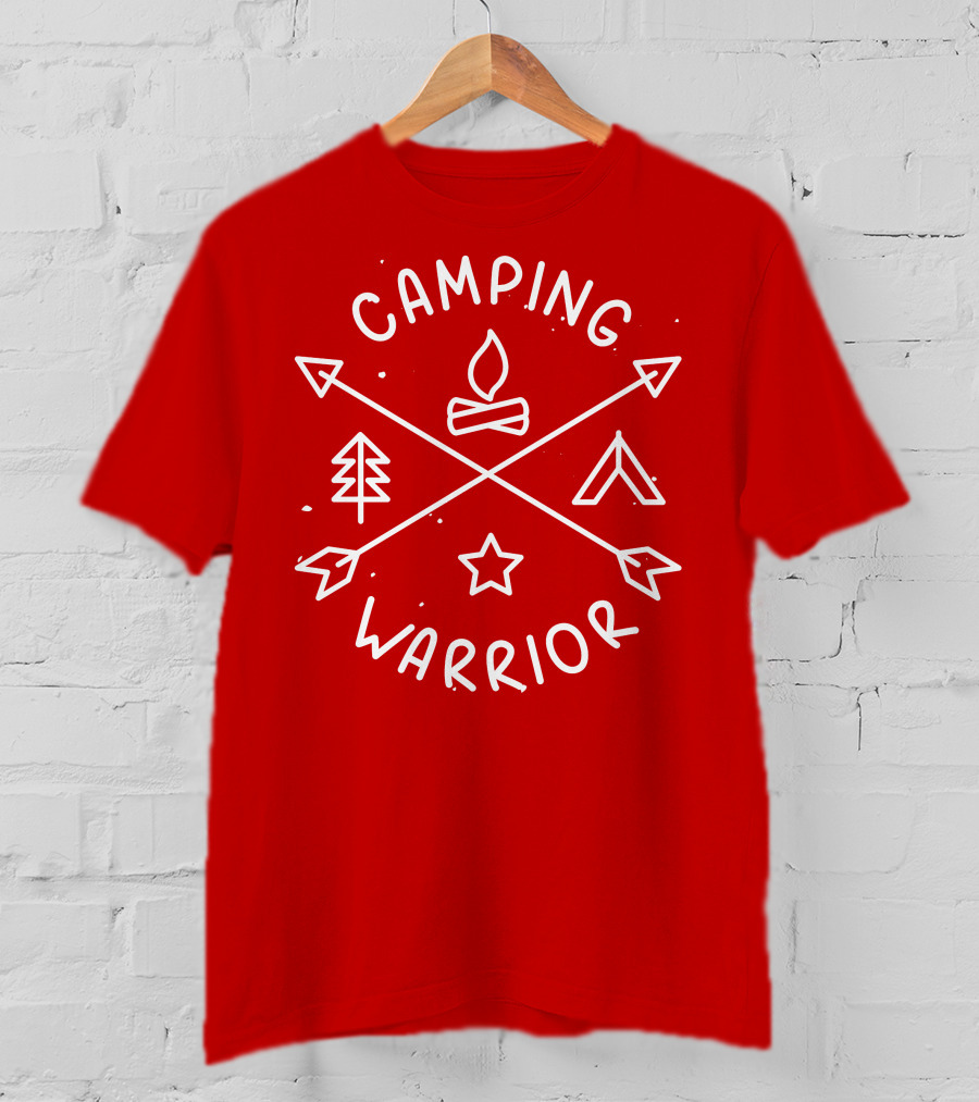 Camping Warrior Arrows Fire Tent Tree Star T-Shirt