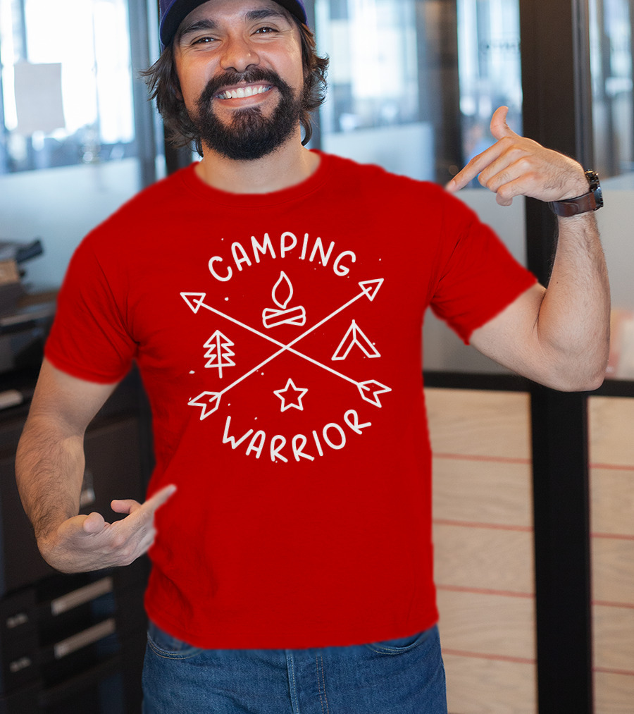 Camping Warrior Arrows Fire Tent Tree Star T-Shirt
