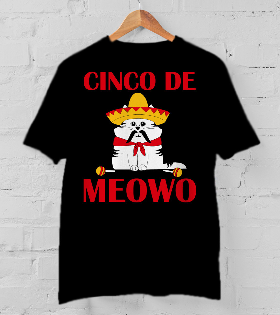Cinco De Meowo Cat Sombrero And Maracas Cinco De Mayo T-Shirt