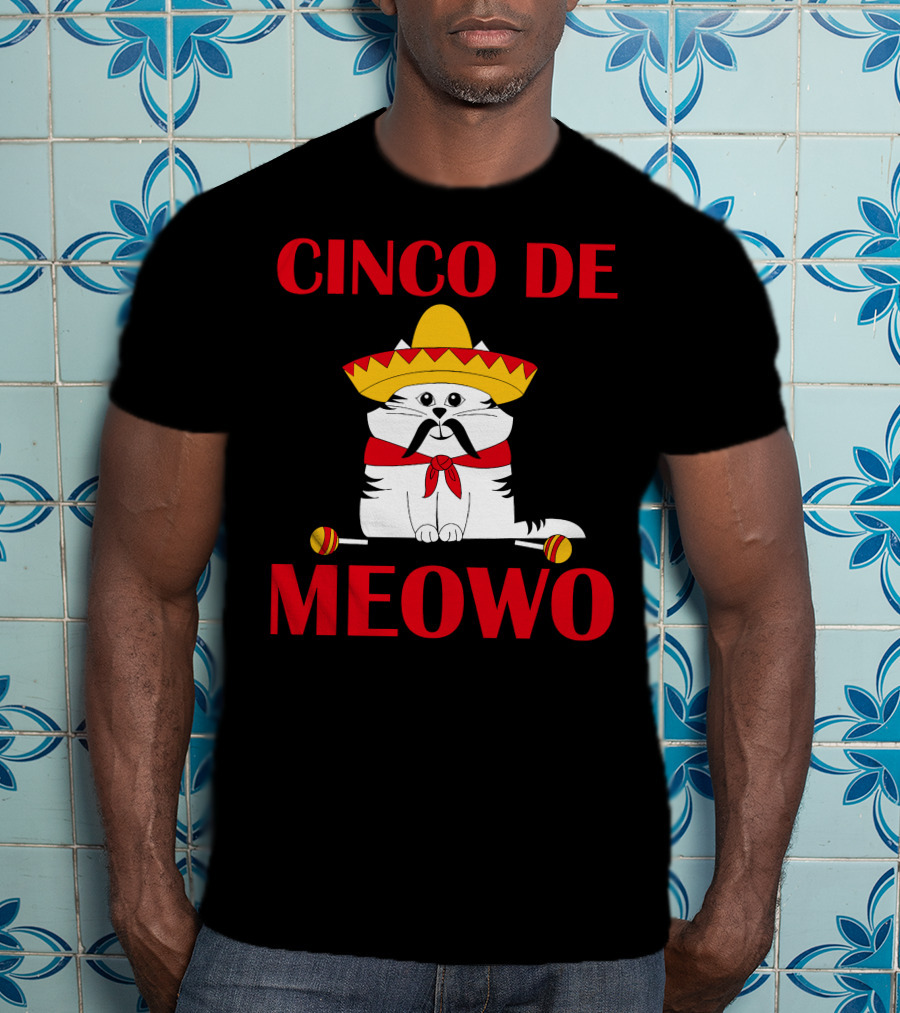 Cinco De Meowo Cat Sombrero And Maracas Cinco De Mayo T-Shirt