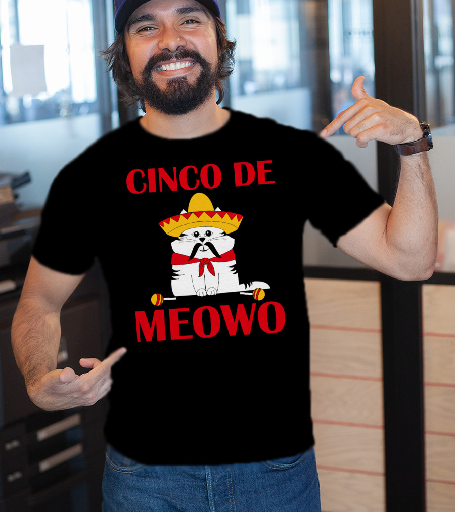 Cinco De Meowo Cat Sombrero And Maracas Cinco De Mayo T-Shirt