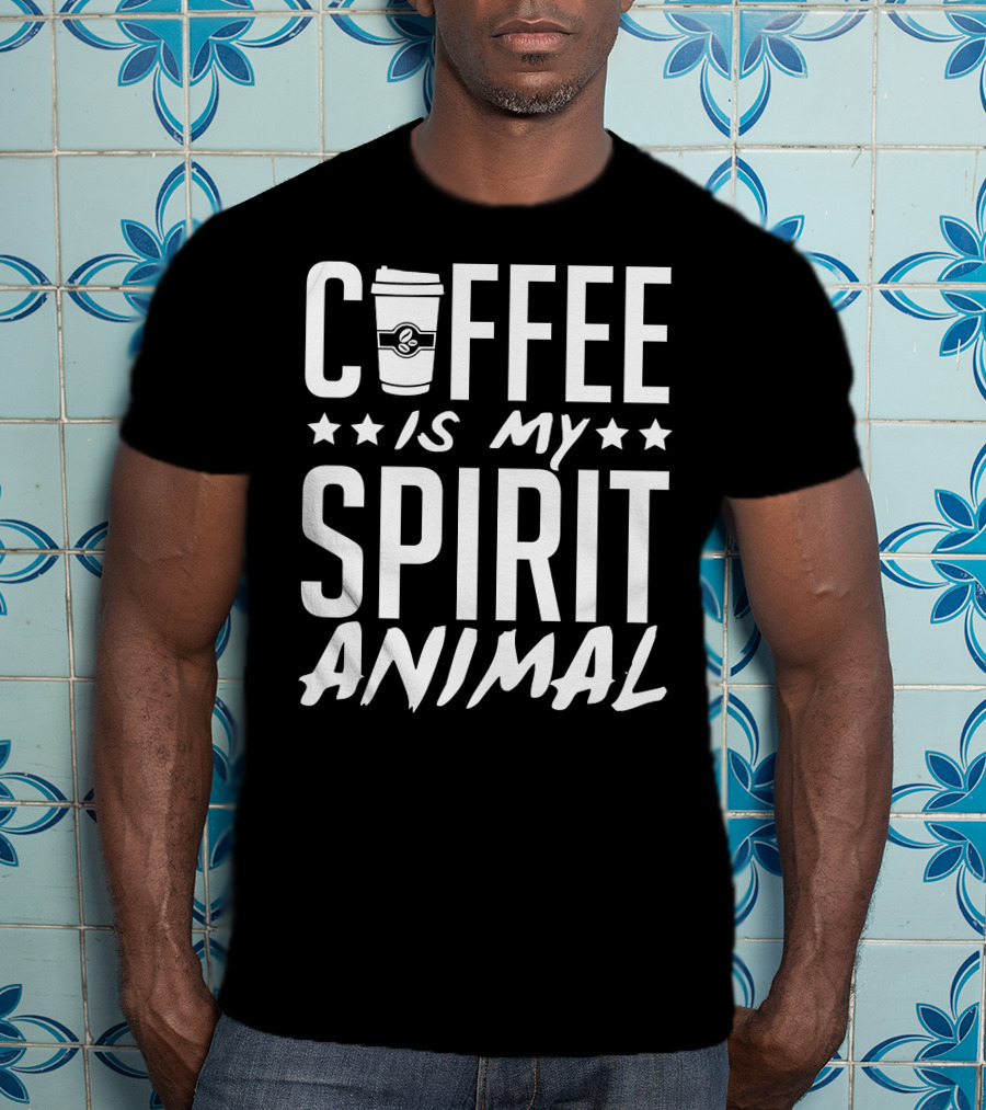 Coffee Is My Spirit Animal Coffee Cup Stars T-Shirt