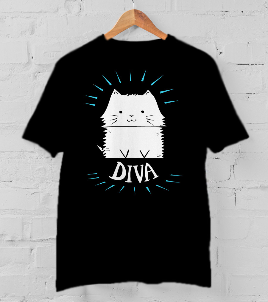 Cat Diva Cute Whiskered Feline T-Shirt