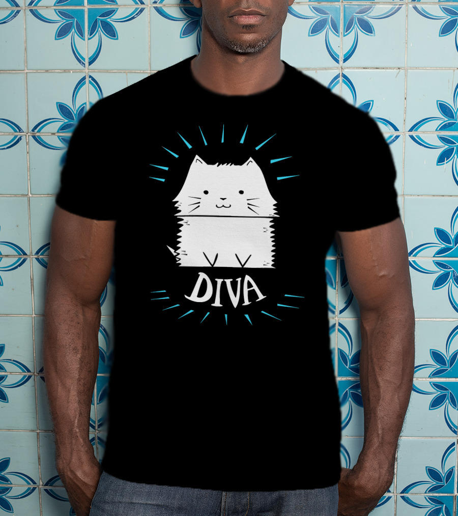 Cat Diva Cute Whiskered Feline T-Shirt