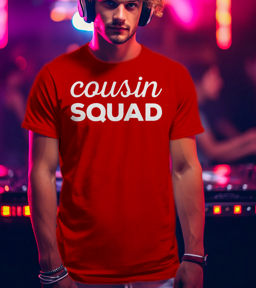 Cousin Squad Red Bold Text Family Team Bonding T-Shirt