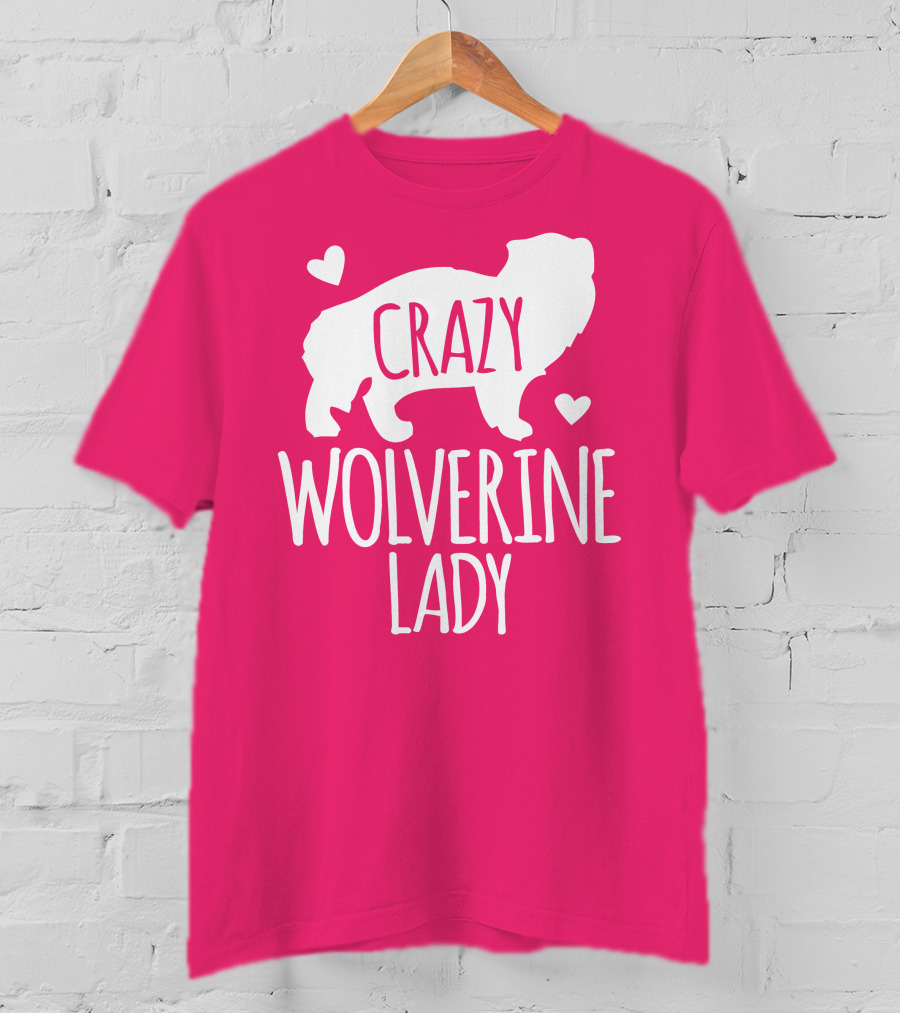 Crazy Wolverine Lady Silhouette With Hearts T-Shirt