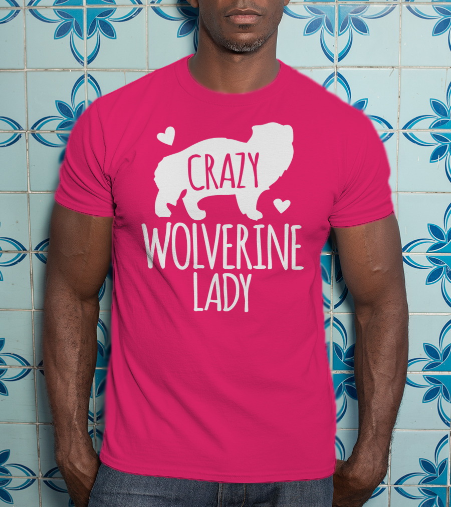 Crazy Wolverine Lady Silhouette With Hearts T-Shirt