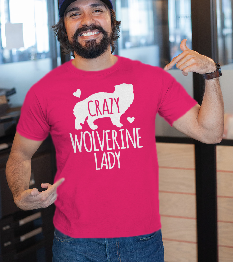 Crazy Wolverine Lady Silhouette With Hearts T-Shirt