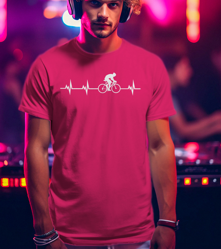 Cycling Heartbeat Bicycle Rider Pulse Line T-Shirt