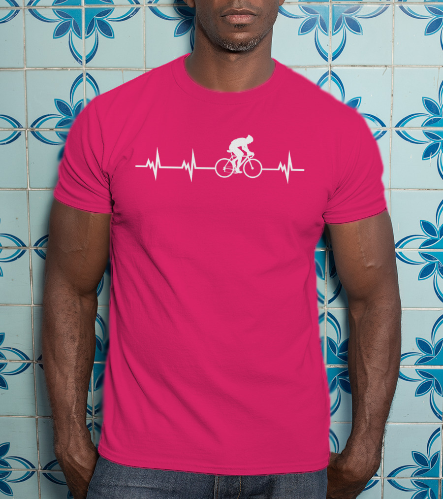 Cycling Heartbeat Bicycle Rider Pulse Line T-Shirt