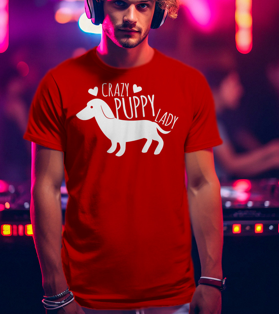 CRAZY PUPPY LADY Dachshund Heart T-Shirt