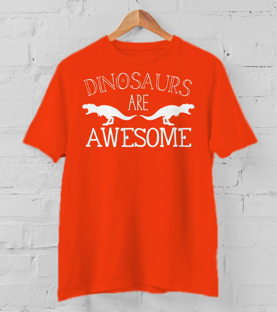 Dinosaurs Are Awesome T-Rex White Text T-Shirt