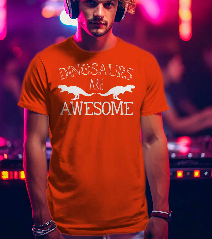 Dinosaurs Are Awesome T-Rex White Text T-Shirt