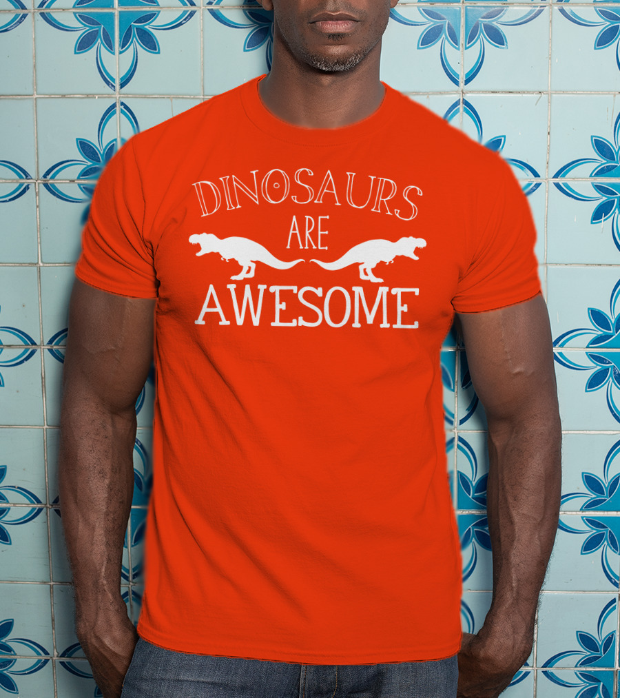 Dinosaurs Are Awesome T-Rex White Text T-Shirt