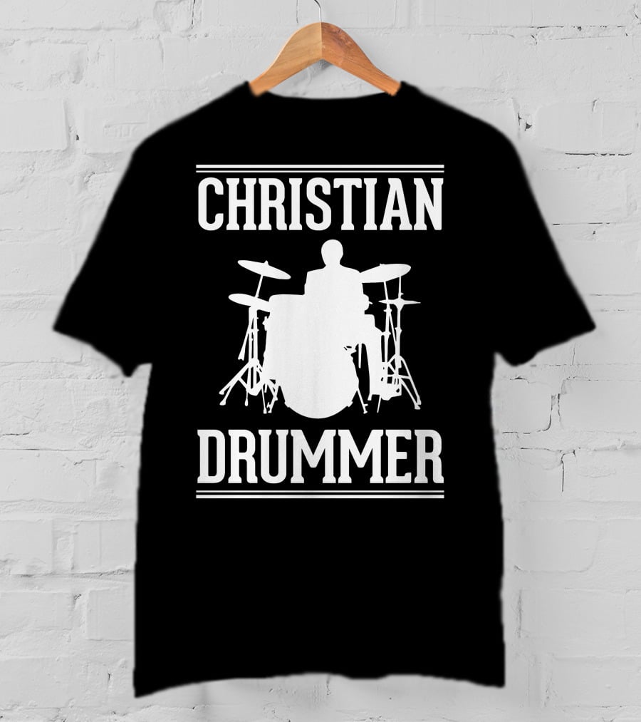Christian Drummer Silhouette With Drum Set T-Shirt