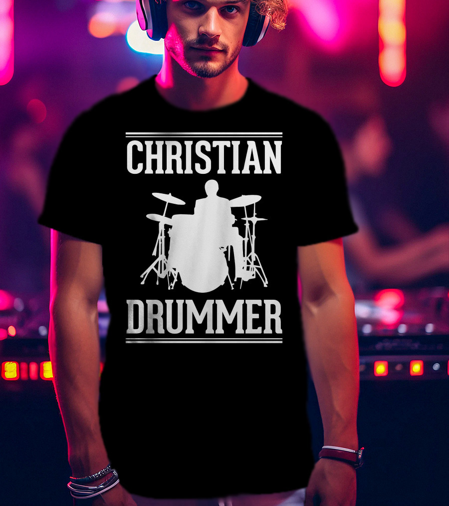Christian Drummer Silhouette With Drum Set T-Shirt