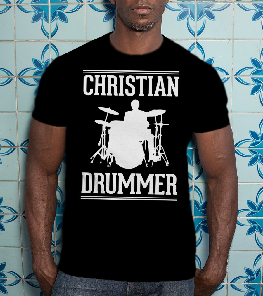 Christian Drummer Silhouette With Drum Set T-Shirt